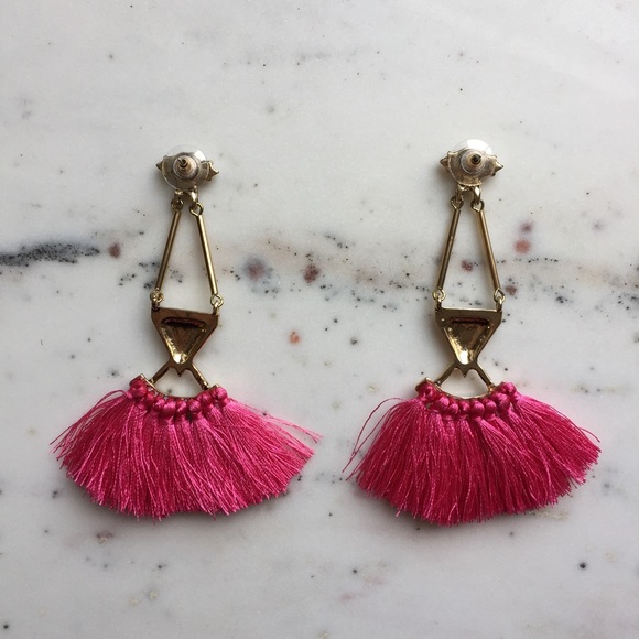 🆑 "Catalina" Earrings || Hot Pink Tassel - Picture 3 of 12